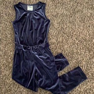 Girls Purple Velor Pant Romper